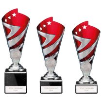 Hurricane Silver & Red Plastic Cup Trophy | Heavy Marble Base | 170mm | E1408A