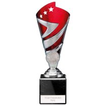 Hurricane Silver & Red Plastic Cup Trophy | Heavy Marble Base | 195mm | E4294B