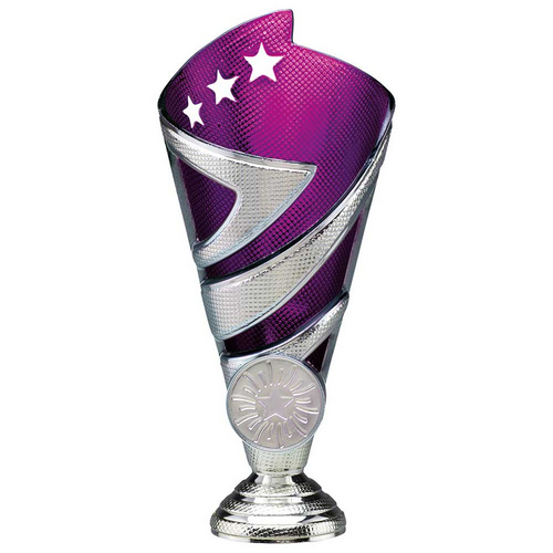 Hurricane Silver & Purple Plastic Cup Trophy | Heavy Marble Base | 170mm | E1408A