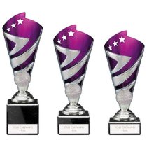 Hurricane Silver & Purple Plastic Cup Trophy | Heavy Marble Base | 170mm | E1408A