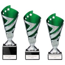 Hurricane Silver & Green Plastic Cup Trophy | Heavy Marble Base | 170mm | E1408A