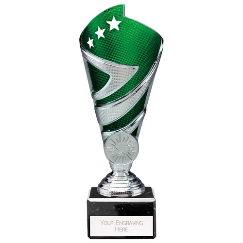 Hurricane Silver & Green Plastic Cup Trophy | Heavy Marble Base | 185mm | S7