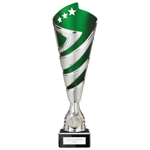 Hurricane Altitude Silver & Green Plastic Cup | Marble Base | 310mm | E1408D