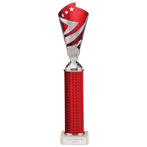 Hurricane Silver & Red Plastic Tube Cup | Marble Base | 320mm | G9