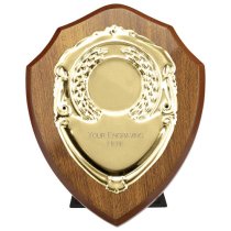 Reward Replica Shield | Walnut & Gold | 100mm |