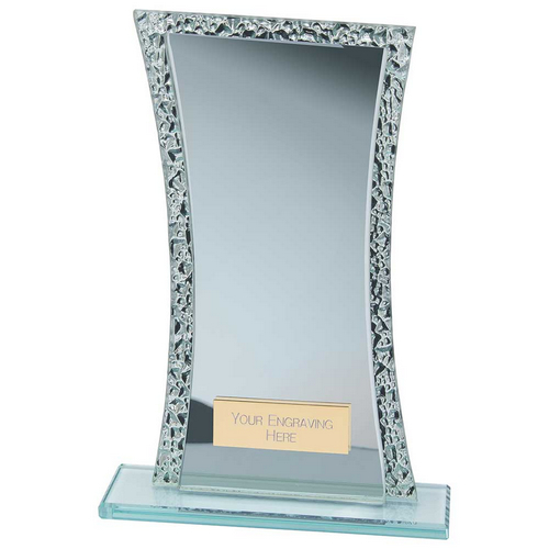 Eternal Engraved Glass Trophy | Blue & Cracked Silver | 165mm | G7