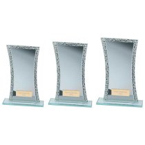 Eternal Engraved Glass Trophy | Blue & Cracked Silver | 165mm | G7