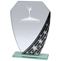 Starlight Hex Jade Engraved Glass Trophy | Black | 205mm | G7