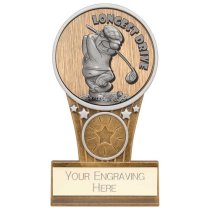 Ikon Goof Balls Longest Drive Golf Trophy | Antique Silver & Gold | 125mm | G9