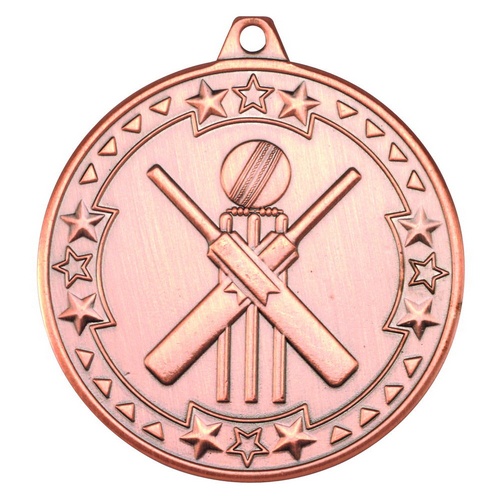 Cricket Tri Star Medal | Bronze | 50mm