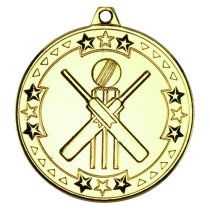 Cricket Tri Star Medal | Gold | 50mm