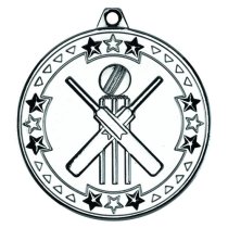 Cricket Tri Star Medal | Silver | 50mm