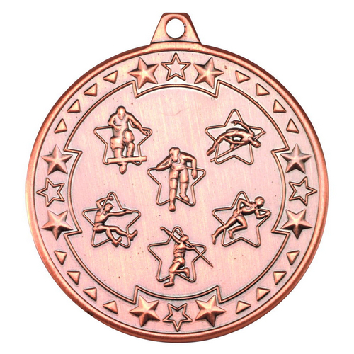 Multi Athletics Tri Star Medal | Bronze | 50mm