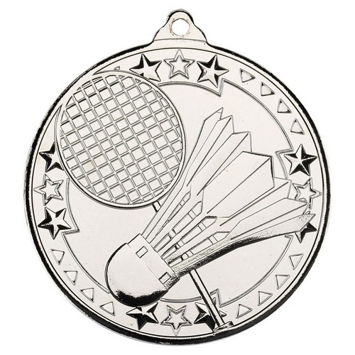 Badminton Tri Star Medal | Silver | 50mm