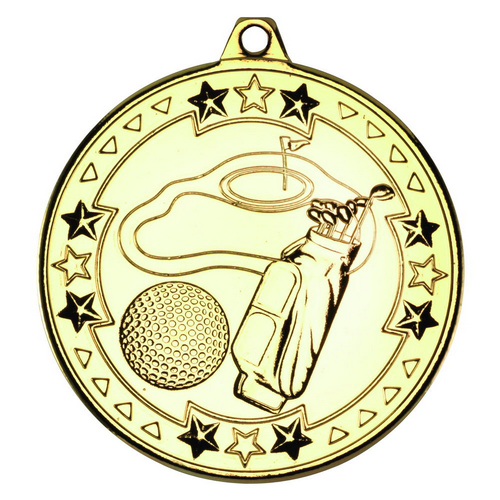 Golf Tri Star Medal | Gold | 50mm