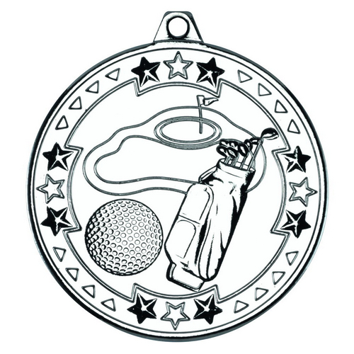 Golf Tri Star Medal | Silver | 50mm