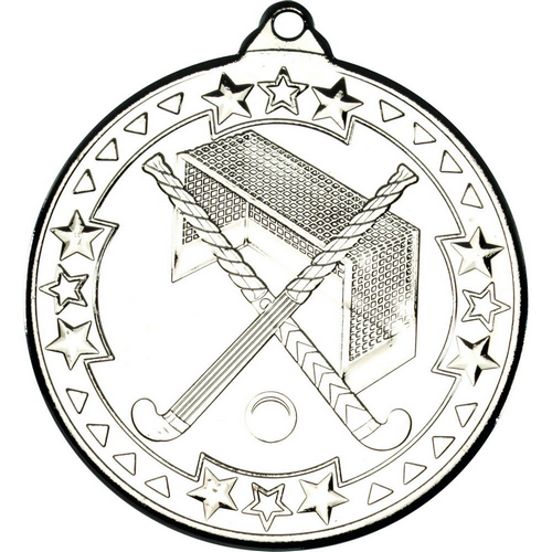 Hockey Tri Star Medal | Silver | 50mm