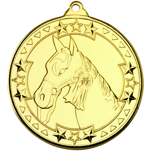 Horse Tri Star Medal | Gold | 50mm