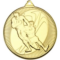 Rugby 'Multi Line' Medal | Gold | 50mm