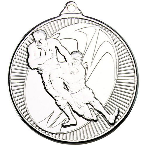 Rugby 'Multi Line' Medal | Silver | 50mm