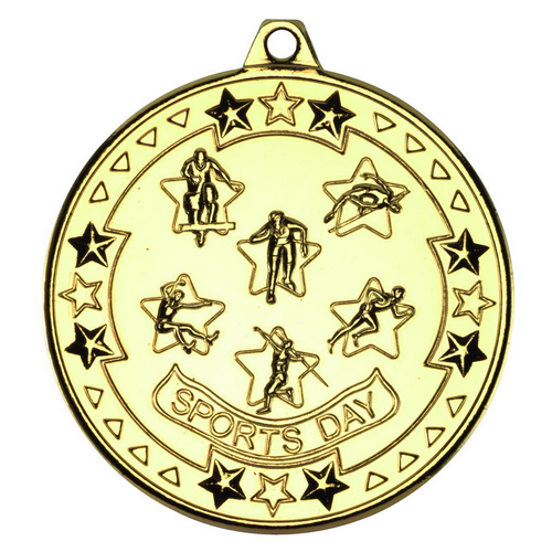 Sports Day Tri Star Medal | Gold | 50mm