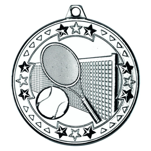 Tennis Tri Star Medal | Silver | 50mm