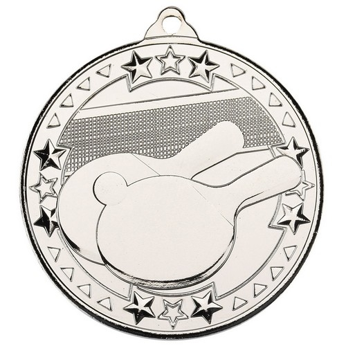 Table Tennis Tri Star Medal | Silver | 50mm