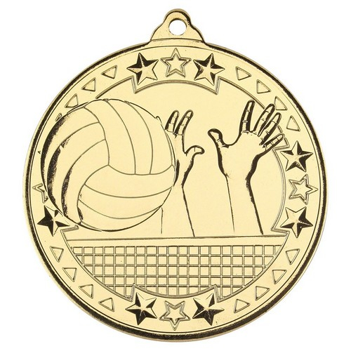 Volleyball Tri Star Medal | Gold | 50mm