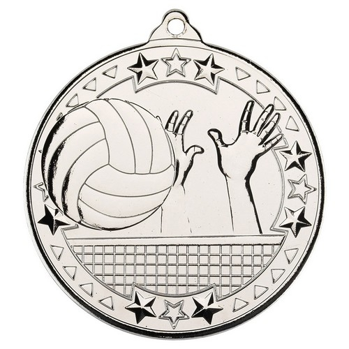 Volleyball Tri Star Medal | Silver | 50mm