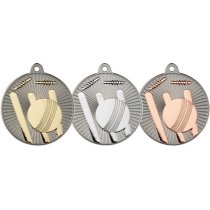 Cricket Two Colour Medal | Matt Silver & Silver | 50mm