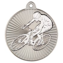 Cycling Two Colour Medal | Matt Silver & Silver | 50mm