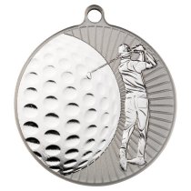 Golf Two Colour Medal | Matt Silver & Silver - 2.75In | 70mm