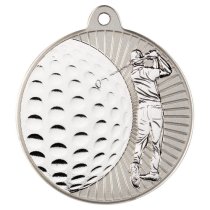 Golf Two Colour Medal | Matt Silver & Silver | 50mm