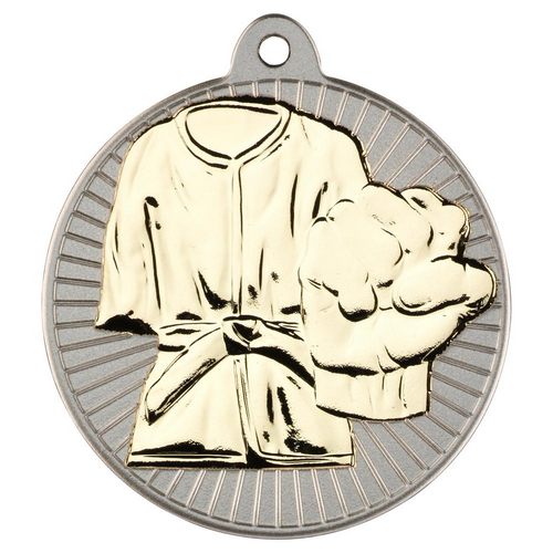 Martial Arts Two Colour Medal | Matt Silver & Gold | 50mm