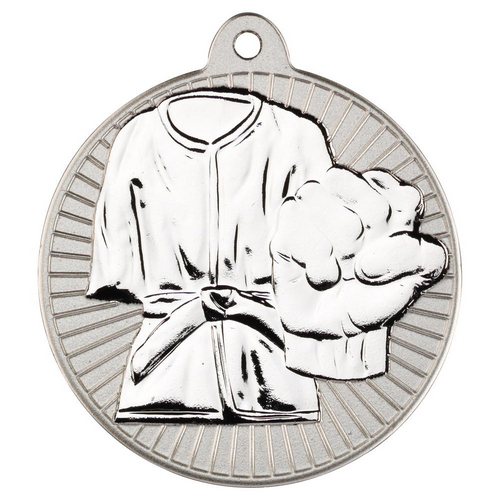 Martial Arts Two Colour Medal | Matt Silver & Silver | 50mm