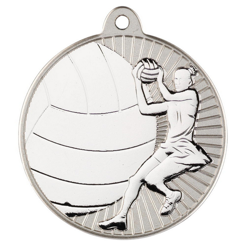 Netball Two Colour Medal | Matt Silver & Silver | 50mm