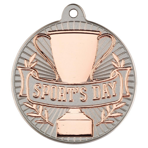 Sports Day Two Colour Medal | Matt Silver & Bronze | 50mm