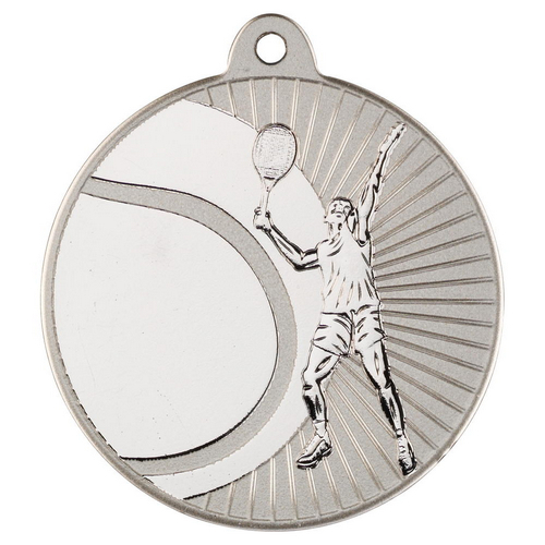 Tennis Two Colour Medal | Matt Silver & Silver | 50mm