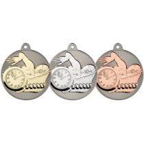 Swimming Two Colour Medal | Matt Silver & Gold | 50mm