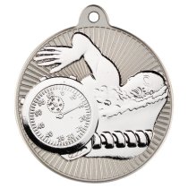 Swimming Two Colour Medal | Matt Silver & Silver | 50mm