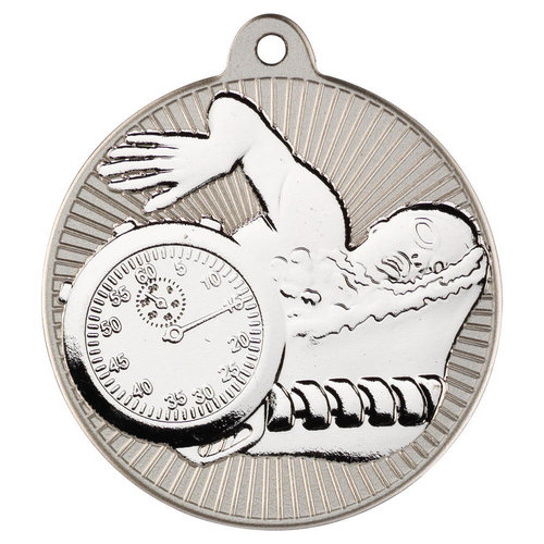 Swimming Two Colour Medal | Matt Silver & Silver | 50mm