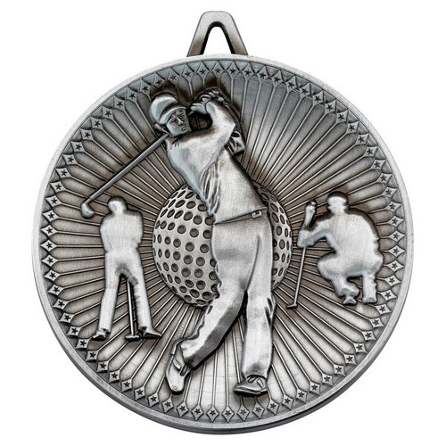 Golf Deluxe Medal | Antique Silver | 60mm