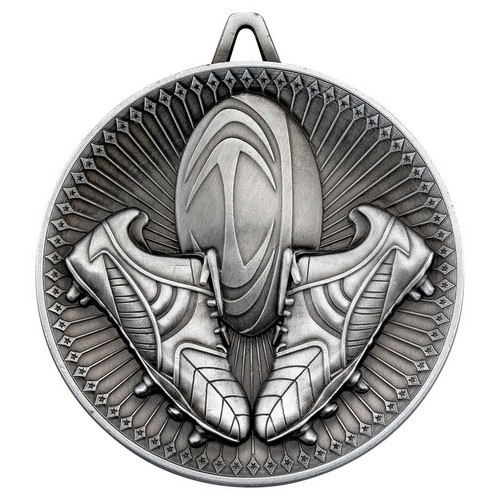 Rugby Deluxe Medal | Antique Silver | 60mm