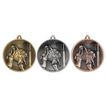 Netball Deluxe Medal | Antique Gold | 60mm