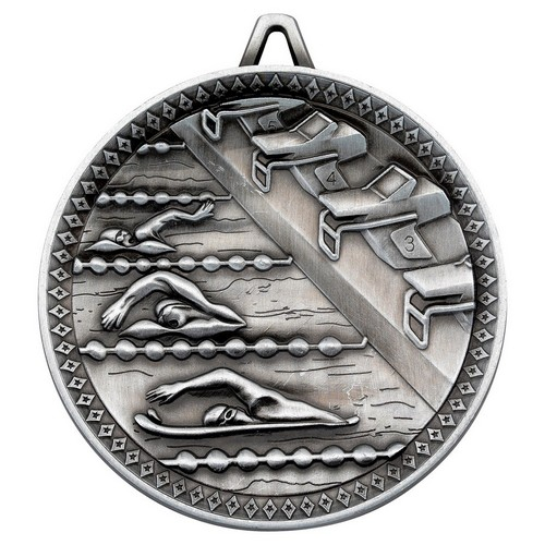 Swimming Deluxe Medal | Antique Silver | 60mm