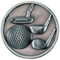 Golf Clubs Medallion | Antique Silver | 70mm