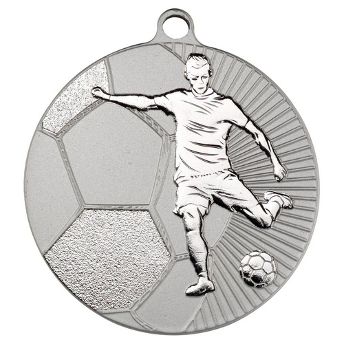 Football Two Colour Medal | Matt Silver & Silver | 70mm