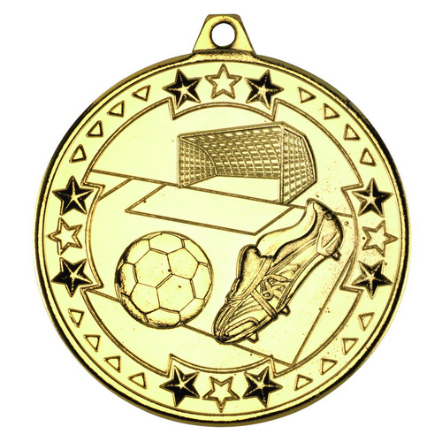 Football Tri Star Medal | Gold | 50mm