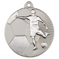 Football Two Colour Medal | Matt Silver & Silver | 50mm