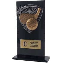 Jet Glass Shield Golf Trophy | 160mm | G25